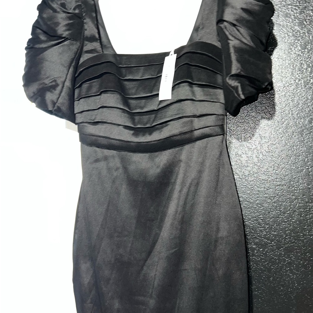 Badgley Mischka Black Pleated Mini Dress